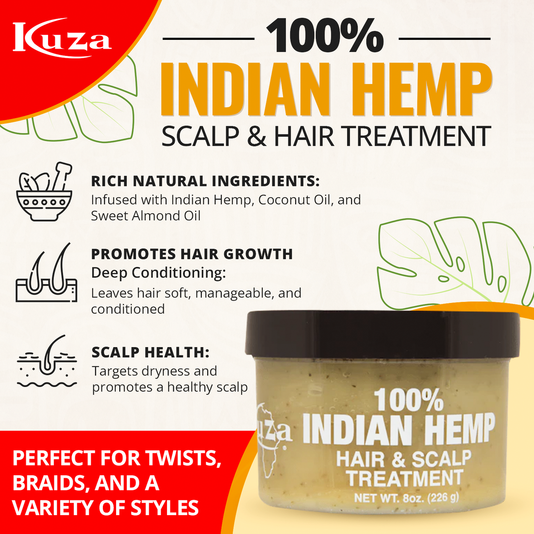 Kuza Indian Hemp Hair & Scalp Treatment