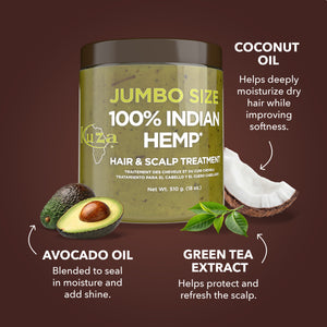 Kuza 100% Indian Hemp Hair & Scalp Treatment, 18 oz Jumbo Size