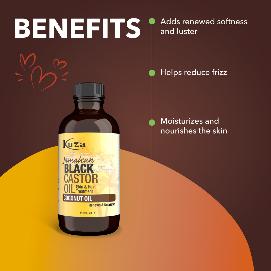 Kuza Jamaican Black Castor Oil Skin & Hair Treatment - Coconut, 4 fl oz
