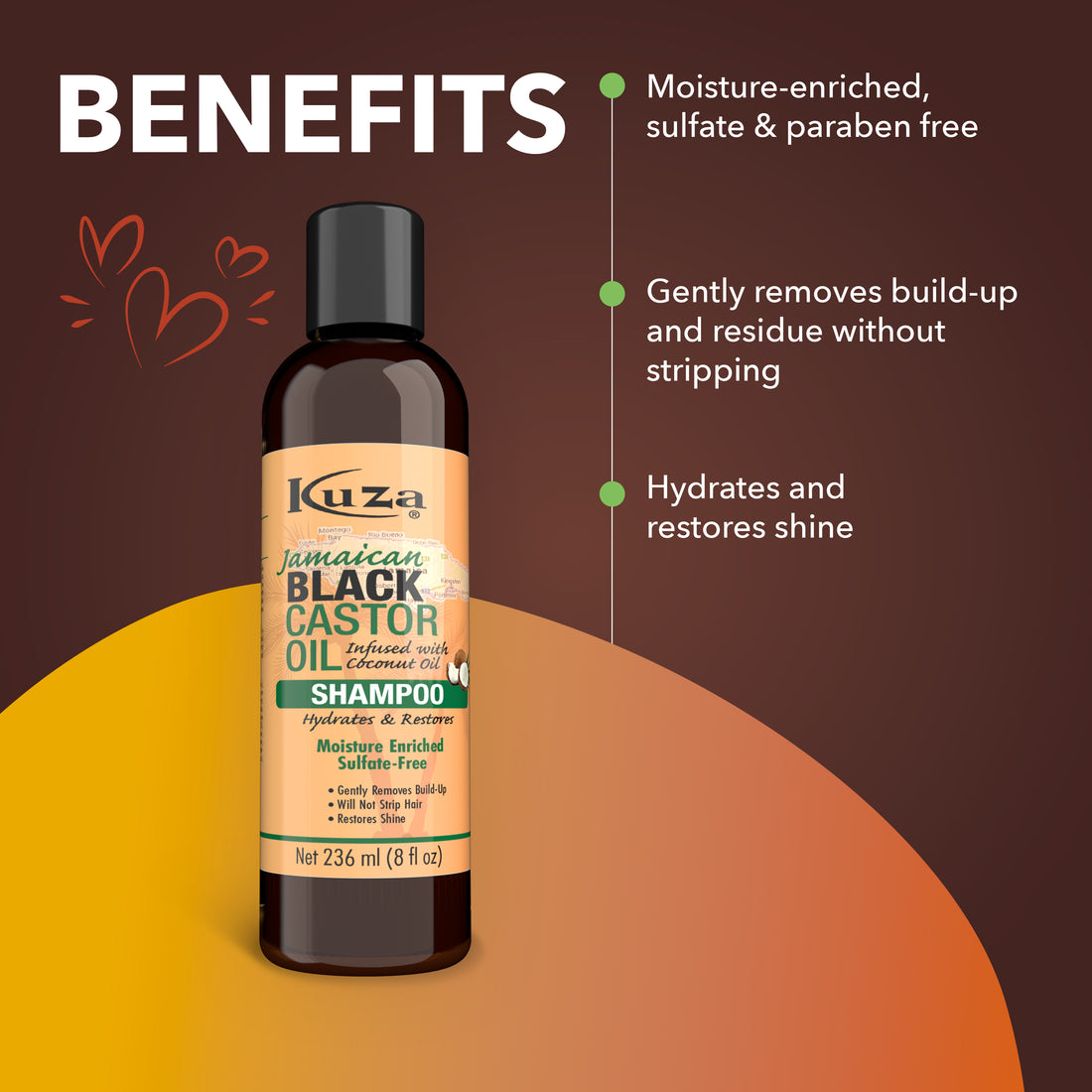 Kuza Jamaican Black Castor Oil Shampoo, 8 fl oz