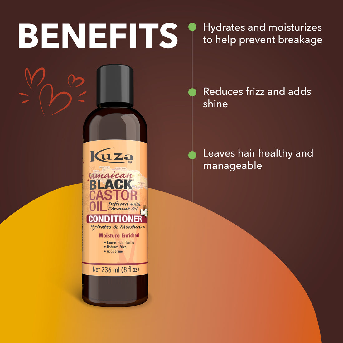 Kuza Jamaican Black Castor Oil Conditioner, 8 fl oz