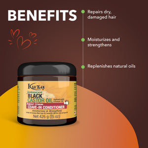 Kuza Jamaican Black Castor Oil Repair Cream Leave-In Conditioner, 16 fl oz