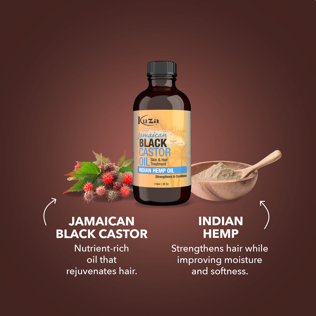 Kuza Jamaican Black Castor Oil Skin & Hair Treatment - Indian Hemp, 4 fl oz