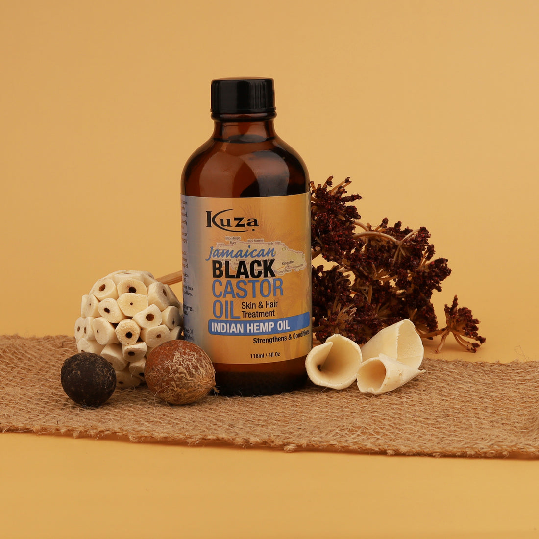 Kuza Jamaican Black Castor Oil Skin & Hair Treatment - Indian Hemp, 4 fl oz