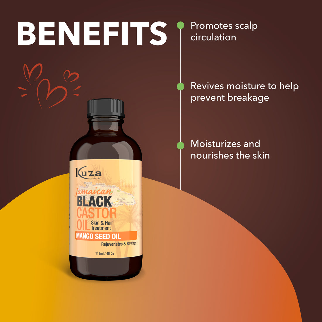 Kuza Jamaican Black Castor Oil Skin & Hair Treatment - Mango Seed Oil, 4 fl oz