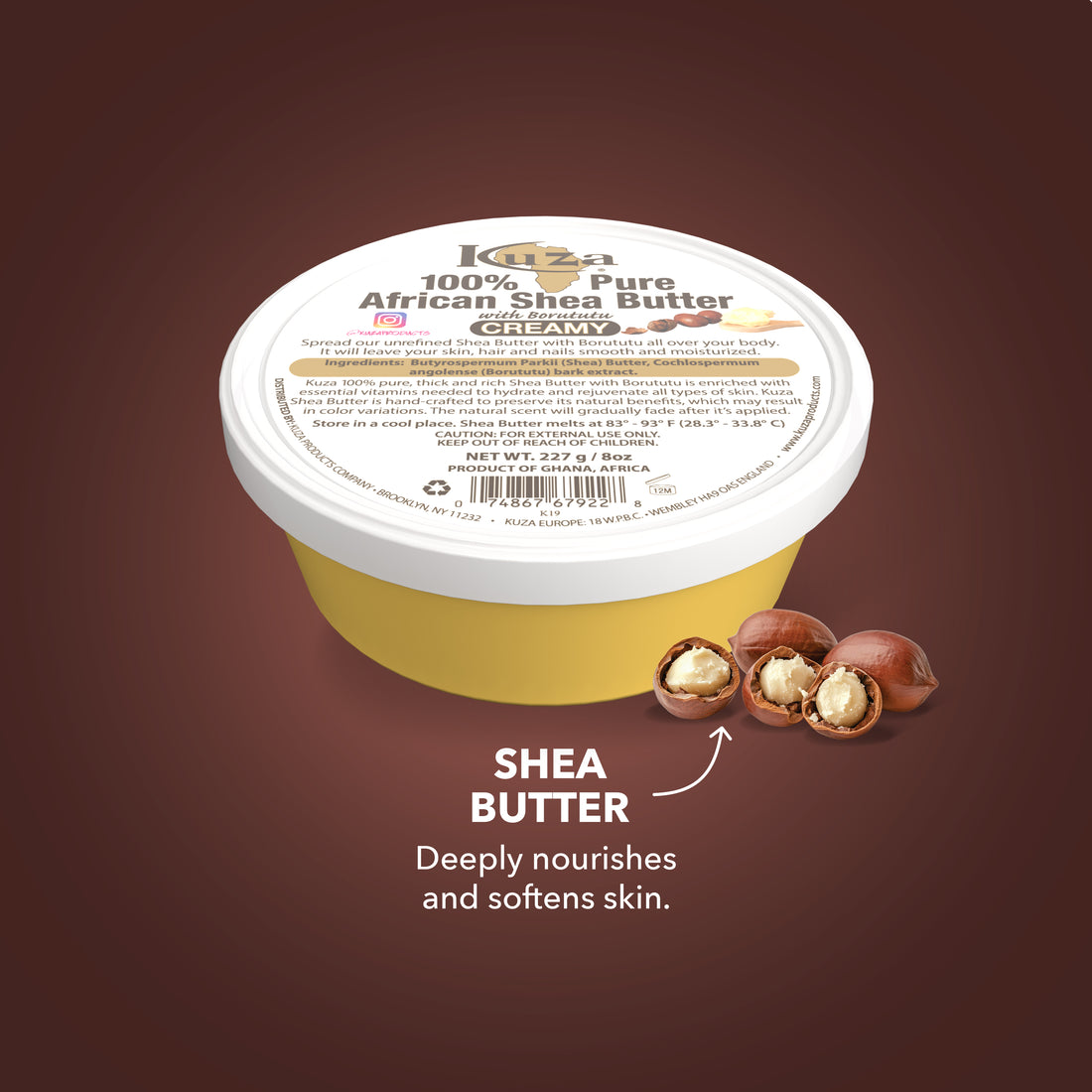 Kuza 100% Pure African Shea Butter - Creamy Yellow, 8 oz
