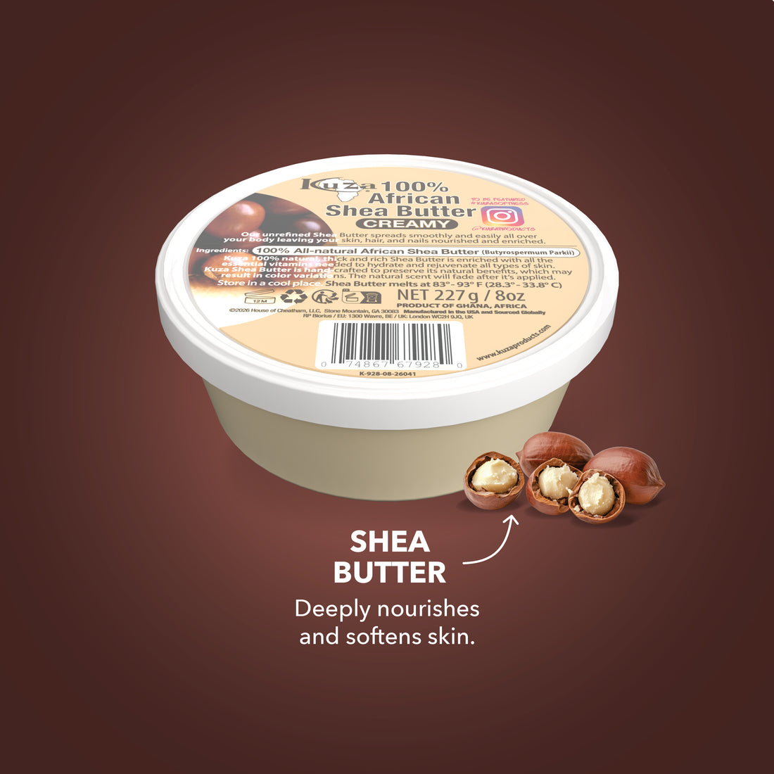 Kuza 100% Pure African Shea Butter - Creamy White, 8 oz