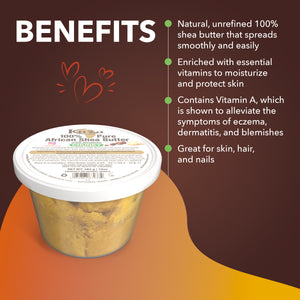 Kuza 100% Pure African Shea Butter - Chunky Yellow, 10 oz