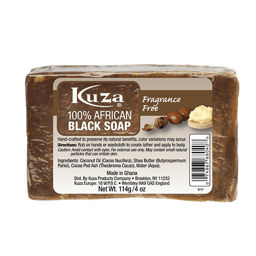 Kuza 100% African Black Soap - Fragrance Free